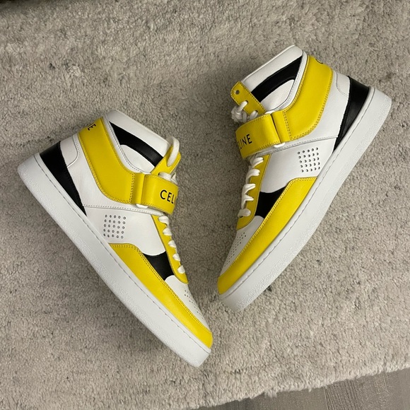 CELINE 🖤 Leather Velcro High Top Sneakers - Men’s Size 41 / Women’s Size 9 - Picture 9 of 13